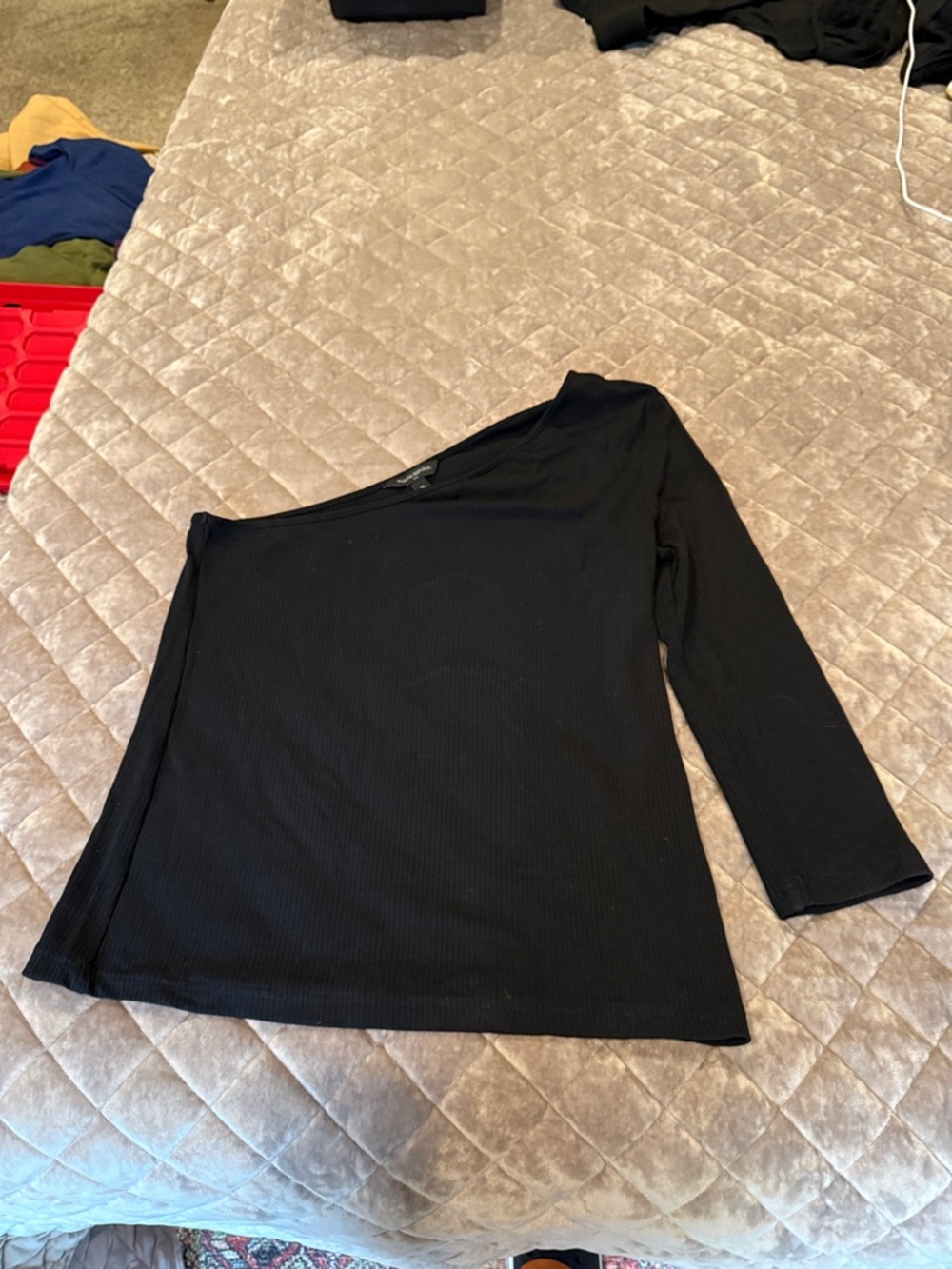 Banana Republic Black One-Shoulder Ribbed Top